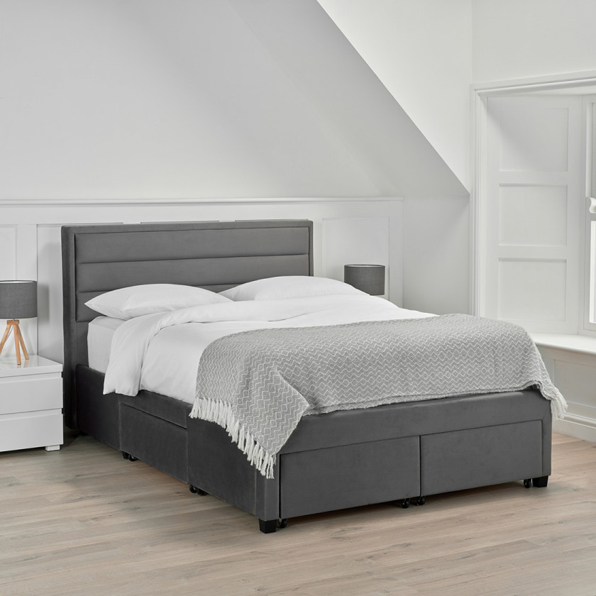 Greenwich Grey Velvet Bed