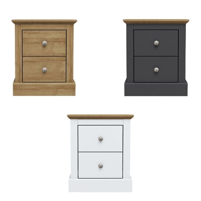 Devon Bedroom 2 Drawer Bedside Cabinet