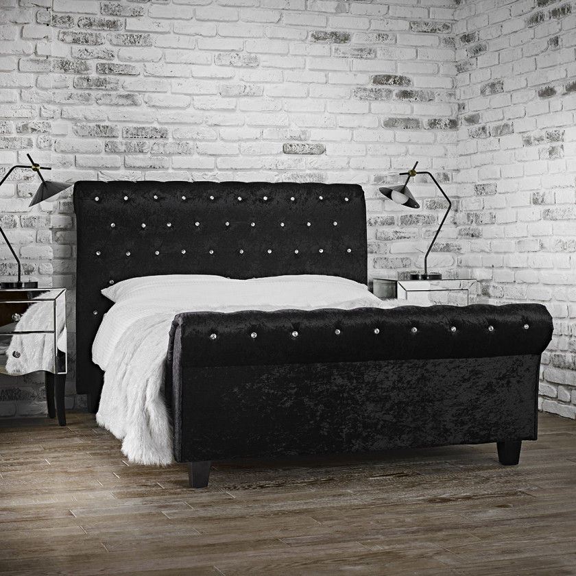 Isabella Black Fabric Bed