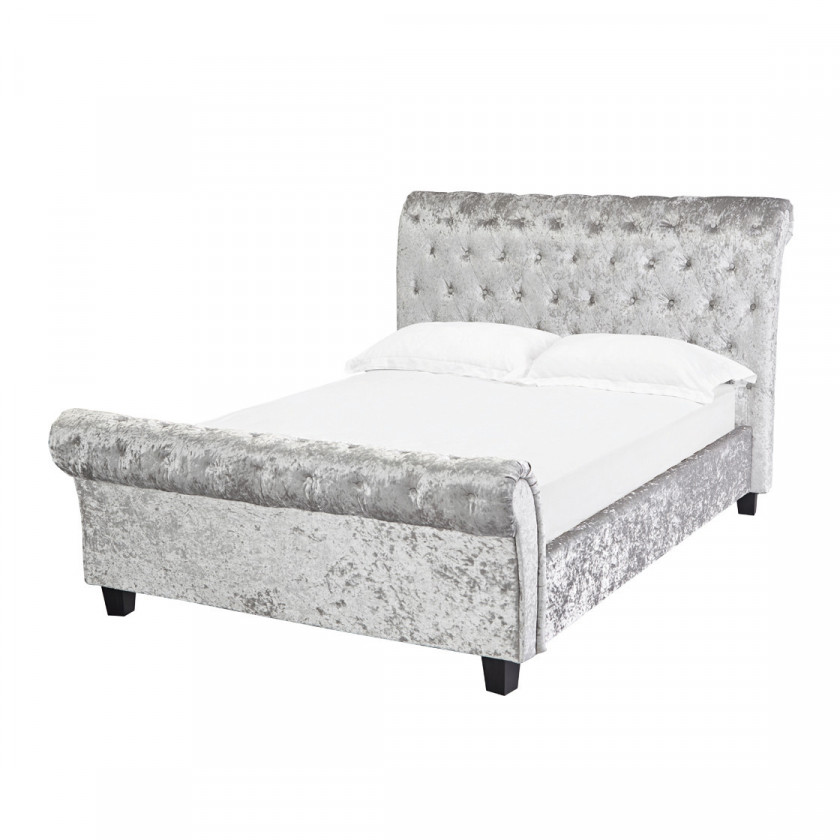 Isabella Silver Fabric Bed