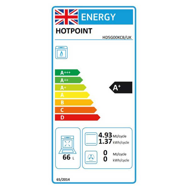 Hotpoint HD5G00KCB Cloe 50cm Gas Cooker Energy