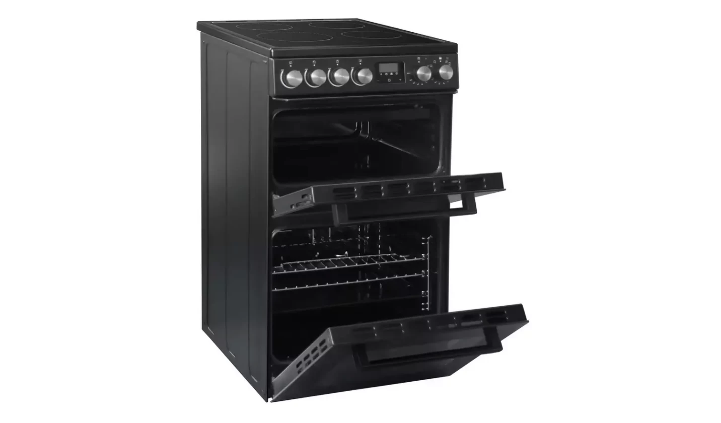 Indesit id60c2ks 60cm double oven electric cooker with ceramic hob black 2025
